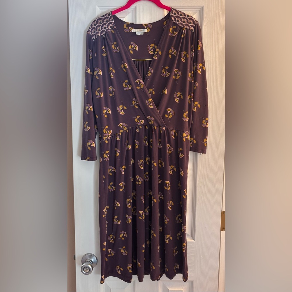 Boden Women’s Glenda Faux Wrap Smart Day Dress - Purple Floral Print